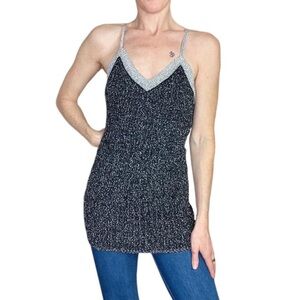 Vintage Timwear Paris France Black & Silver Metallic Tunic Tank Top